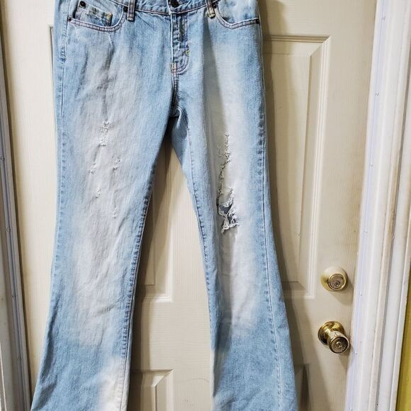 DenimCo light wash bootcut distressed jeans size 12 - Picture 6 of 12